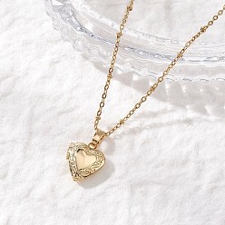 Золотой Латунный медальон в форме сердца с фотографией 304 цепочка-спутник из нержавеющей стали для женщин, золотые, 17.83 дюйм (45.3 см)