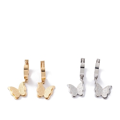 (52) Непрозрачная лаванда Ионное покрытие (ip) 304 текстурированные серьги-кольца из нержавеющей стали, бабочка, разноцветные, 30.5 мм, штифты : 1 мм