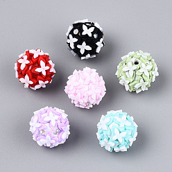 (52) Непрозрачная лаванда Полимерная глина, стразы и бусины из смолы ручной работы, круглые с бабочкой, разноцветные, 18~19 мм, отверстие : 1.8~2 мм