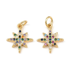 Настоящее золото 18K Латунные микро проложить кубического циркония прелести, звезды прелести, стойки покрытие, долговечный, без кадмия и без свинца, с целью перехода в кольце, реальный 18 k позолоченный, 14.5x12x2 мм, отверстие : 3.4 мм