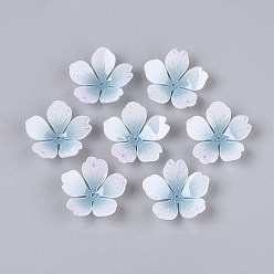 Небесно-голубой Колпачки для акриловых бусин в виде цветов, для изготовления ювелирных изделий DIY, голубой, 28x28x8~10 мм, отверстие : 1.6 мм