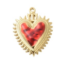 Золотой 304 нержавеющей стальной эмали подвески, шарма сердца, золотые, 24.5x21x4 мм, отверстие : 1.6 мм