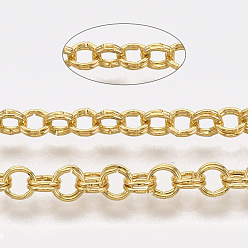 Золотой Роло железа цепи, двойные цепи ссылка, несварные, с катушкой, золотые, ссылка: 3.6x0.5 mm, около 164.04 футов (50 м) / рулон