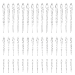 Прозрачный 45шт. рождественские пластиковые сосульки-подвески-украшения, для украшения новогодней елки, с 1 рулонной эластичной нитью для бисера, прозрачные, Тема: 0.7мм, около 43.74 ярдов (40 м) / рулон, 1 рулон; подвеска: 59.5~129.5x8.5~14x7~11мм, отверстие : 2 мм