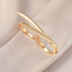 Light Gold Преувеличенные французские сплавные двойные кольца для женщин, золотой свет, внутренний диаметр: 17 мм