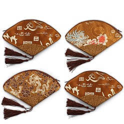 Кокосово-Коричневый Веерообразные сумки из парчовой ткани на молнии с кисточкой, для праздничных закусок, подарков, украшений, кокосового коричневый, 20x13 см