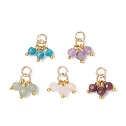 Золотой Подвески из натуральных камней, круглый шарм, с латунными штифтами, золотые, 8.5x4.5 мм, Перейти кольцо: 5x1 мм, внутренний диаметр: 3.5 мм