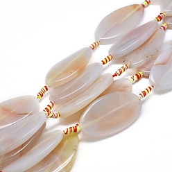 Гейнсборо Натуральный полосатый агат / полосатые агатовые бусы, окрашенная и подогревом, лошадиный глаз , светло-серые, 48~51x24~27x5~7 мм, отверстие : 1.8 мм, около 7 шт / нитка, 16.93 дюйм (43 см)