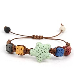 Лавовый камень Браслеты из плетеных бусин из окрашенных натуральных лавовых камней для женщин, люди, звезда, внутренний диаметр: 11 дюйм (28 см)