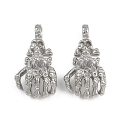 Skeleton Тема Хэллоуина 304 подвески из нержавеющей стали, цвет нержавеющей стали, не тускнеет, Скелет руки, 32.5x17.5x13 мм, отверстие : 3.7x5.5 мм