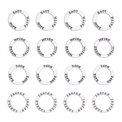 Antique Silver Tibetan Style Alloy Linking Rings, Ring with Word, Antique Silver, 22~24x2mm, Hole: 14~16mm, 32pcs/box