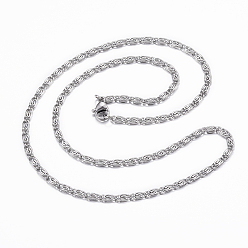 Stainless Steel Color 304 Stainless Steel Lumachina Chain Necklaces, with Lobster Claw Clasps, Stainless Steel Color, 17.52 inch(44.5cm), 3x1.2mm
