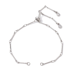 Платина Изготовление браслета-слайдера из латуни, с цепочкой из звеньев и скользящими бусинами, платина, 10-5/8 дюйм (27 см)