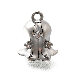 Платина Латунные микро проложить кубического циркония подвески, без кадмия, без никеля и без свинца, Флорес конваллария прелести, платина, 11.5x9.5x8 мм, отверстие : 1.4 мм