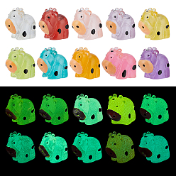 (52) Непрозрачная лаванда 60шт. 10 цвета светящиеся смоляные декоративные элементы для демонстрации молочного скота, для украшения дома, украшение сада и двора, светится в темноте, разноцветные, 18x10.5x14.5 мм, 6 шт / цвет