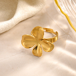 Золотой 304 открытые кольца манжеты из нержавеющей стали, клевер, золотые, 19 мм