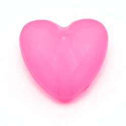Hot Pink Opaque Acrylic Beads, Frosted, Heart, Hot Pink, 12x12.5x7mm, Hole: 1.6mm