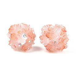 Сэнди Коричневый Бусины из полимерной глины со стразами и рельефными смоляными розами, для телефонных цепей, кукольные брелоки и украшения для сумок, песчаный коричневый, 22~26 мм, отверстие : 2~2.5 мм