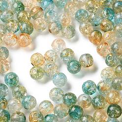 Светлый Морско-зеленый Прозрачных бусин акриловые треск, волочильных стиле, круглые, два тона, светло-зеленый, 8x7.5 мм, отверстие : 2 мм, 1923 шт / 500 г