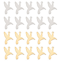 Золотой & Цвет Нержавеющей Стали 40 шт. 2 цвета 201 подвески из нержавеющей стали, птиц, золотые и нержавеющая сталь цвет, 16x12x1 мм, отверстие : 1.2 мм, 20 шт / цвет