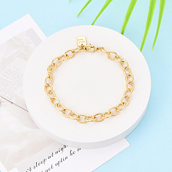 Настоящее золото 18K Браслеты-цепочки из латуни для женщин, с печатью удачи, без никеля , долговечный, реальный 18 k позолоченный, 8-1/4 дюйм (21 см)