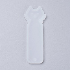White Silicone Bookmark Molds, Resin Casting Molds, Cat Shape, White, 93x35x4.5mm, Inner Diameter: 89x31mm