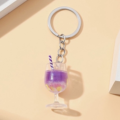 Сине-фиолетовый Светящийся брелок с акриловыми подвесками, с металлом, стоячая чашка, синий фиолетовый, 10x3 см