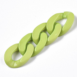 Light Green Opaque Acrylic Linking Rings, Quick Link Connectors, for Curb Chains Making, Twist, Light Green, 30x21x6mm, Inner Diameter: 16x8mm