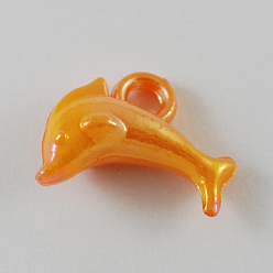 Mixed Color Opaque AB Color Acrylic Dolphin Charms, Mixed Color, 18x13x8mm, Hole: 3mm, about 1020pcs/500g
