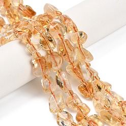 Самородки Нагретые нити из натуральных цитриновых бусин, грубый, самородки, с бисером, самородки, 9~14x7.5~11x5.5~10 мм, отверстие : 1 мм, около 33 шт / нитка, 15.91 дюйм (40.4 см)