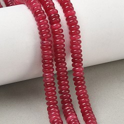 Rojo Oscuro Teñidos naturales blancas perlas de jade hebras, rondelle lisa, de color rojo oscuro, 6.5x2 mm, agujero: 1.1 mm, sobre 167 unidades / cadena, 14.76'' (37.5 cm)