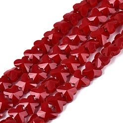 FireBrick Opaque Glass Beads Strands, Butterfly, Faceted, FireBrick, 8x10x5mm, Hole: 0.7~1mm, about 98~100pcs/strand, 27.95~28.94 inch(71~73.5cm)