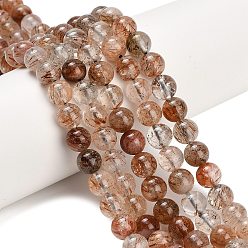 Rutilated Кварц Нити бусин из рутилированного кварца из натурального черного золота, гладкий круглый, 8~8.5 мм, отверстие : 0.8 мм, около 48 шт / нитка, 15.63'' (39.7 см)