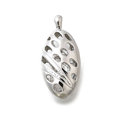 Платинированный Латунные подвески, без кадмия, без никеля и без свинца, полые овальные прелести, Реальная платина, 29x13.5x9 мм, отверстие : 3x2 мм