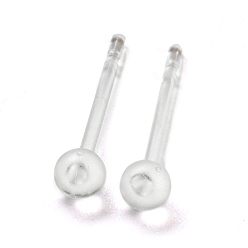 Clear Resin Stud Earring Findings, Ball, Clear, 14mm, Pin: 0.8mm