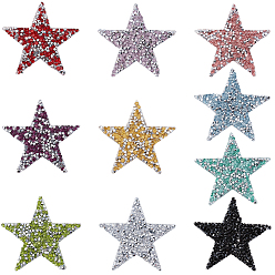 (52) Непрозрачная лаванда 20 шт. 10 цвета пластиковые заплатки для одежды, cmолой горный хрусталь, звезда, разноцветные, 60x60x2.5 мм, 2 шт / цвет