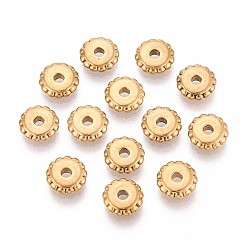 Золотой 304 шарики диска из нержавеющей стали, цветок, золотые, 7x2 мм, отверстие : 1.2 мм