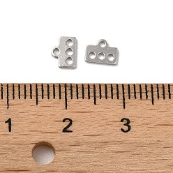Platine 925 liens de composants de lustre en argent sterling, Connecteur rectangulaire à boucle 4, platine, 4.3x5.5x0.6mm, Trou: 1mm