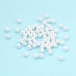 Белый Пластиковые жемчужные бисера, круглые, половину отверстия, белые, 4 мм, отверстие : 1 мм