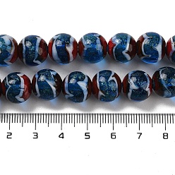 Steel Blue Handmade Lampwork Beads Strands, Round, Steel Blue, 12mm, Hole: 1.8mm, about 42~45pcs/strand, 18.50''~20.87''(47~53cm)