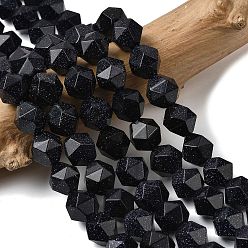 Синий Драгоценный Камень Синтетический синий авантюрин бисер нитей, звезды вырезать круглые бусы, граненые, 9~10x9~10x9~10 мм, отверстие : 1~1.4 мм, около 38~40 шт / нитка, 14.88'' (15.08'' см)