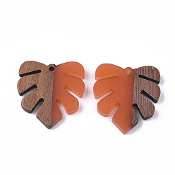 Помидор Подвески из смолы и ореха, подвески из тропических листьев, подвеска из листьев монстера, помидор, 30x28x3.5 мм, отверстие : 2 мм