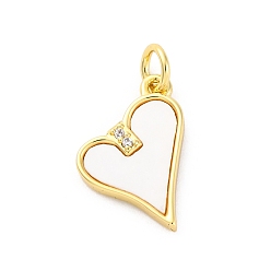 Настоящее золото 16K Латунные микро проложить кубического циркония подвески, без кадмия и без свинца, с оболочкой, сердце прелести, с целью перехода в кольце, реальный 16 k позолоченный, 14x13x2.5 мм, отверстие : 3.5 мм
