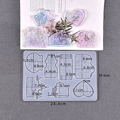 Mixed Shapes Quicksand Series Mold, Silicone Molds, Resin Casting Molds, for UV Resin & Epoxy Resin Jewelry Making, Mixed Shapes, 244x165x9mm