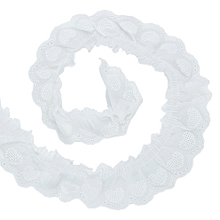 Белый 5м хлопковая вышивка с отделкой из жатого кружева, лента с узором в виде сердца, аксессуары для одежды, белые, 2 дюйм (50 мм), около 5.47 ярдов (5 м) / комплект