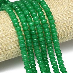 Зеленый Натуральный Malaysia нефритовые бусы пряди, окрашенная и подогревом, рондель, зелёные, 6~6.5x3.8~4.5 мм, отверстие : 0.9~1 мм, около 92~94 шт / нитка, 14.96''~15.35'' (38~39 см)