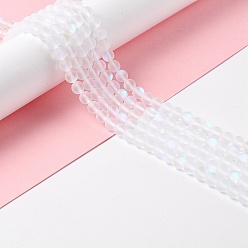 Белый Синтетические лунные лучи, матовые, круглые, белые, 6 мм, отверстие : 1 мм, около 60~64 шт / нитка, 14.76''~15.55'' (37.5~39.5 см)