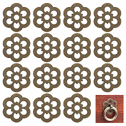 Античная Бронза 16шт. латунные плоские шайбы, цветок, для мебельной фурнитуры, античная бронза, 32x29.5x0.7 мм, отверстие : 6 мм