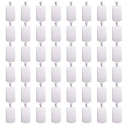 Нержавеющая Сталь Цвет 50 шт. 201 нержавеющая сталь скругленный прямоугольник штамповка пустые бирки подвески, для колье мужские ювелирные изделия, с кнопкой на поруки, цвет нержавеющей стали, 43x24x1 мм, отверстие : 3x7 мм