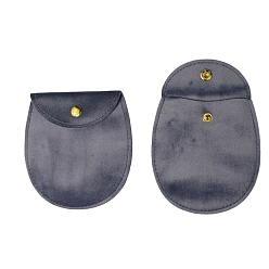 Серый Мешок ювелирных изделий бархата, Для браслетов, Ожерелье, хранение серег, овальные, серые, 9x10 см